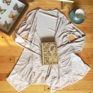 Maurices Oatmeal Lace Cardigan